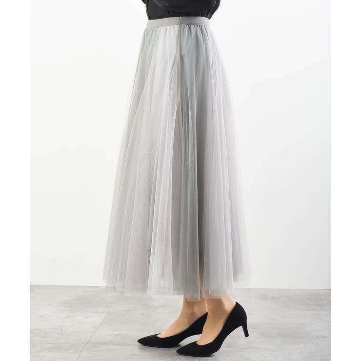 バイカラースーパーフレアーチュールスカート | rps | 詳細画像22 