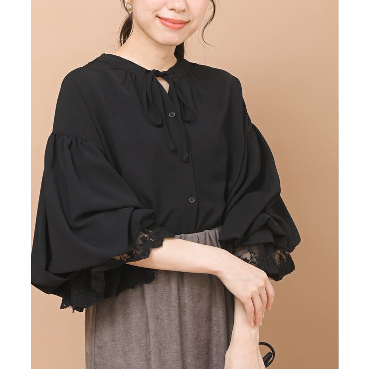 regleam リグリーム 袖ボリュームブラウス black ブラウスの通販｜regleam
