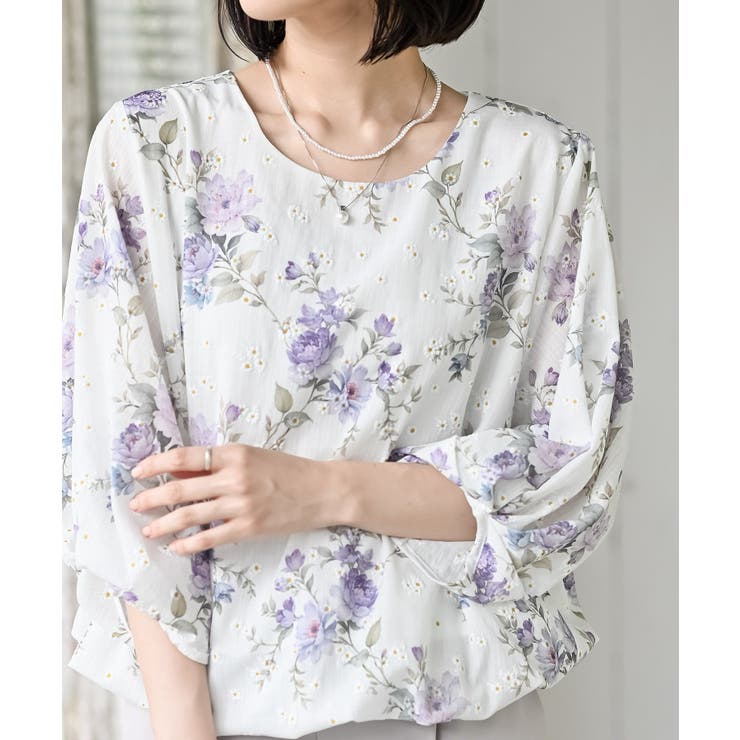 花柄７分袖バルーンブラウス | rps | 詳細画像19 