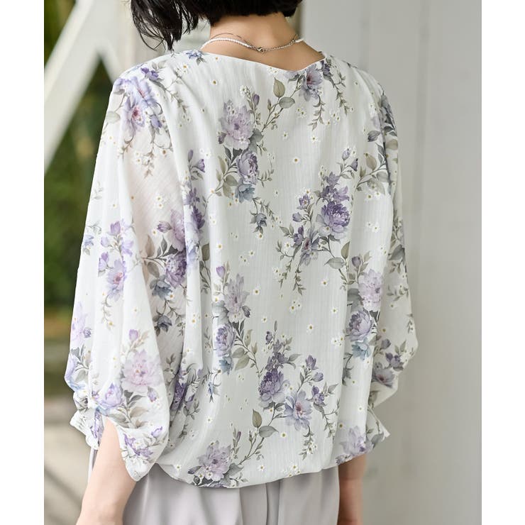 花柄７分袖バルーンブラウス | rps | 詳細画像21 