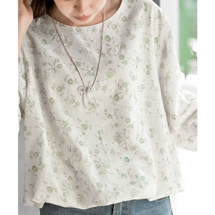 花柄７分袖バルーンブラウス | rps | 詳細画像5 