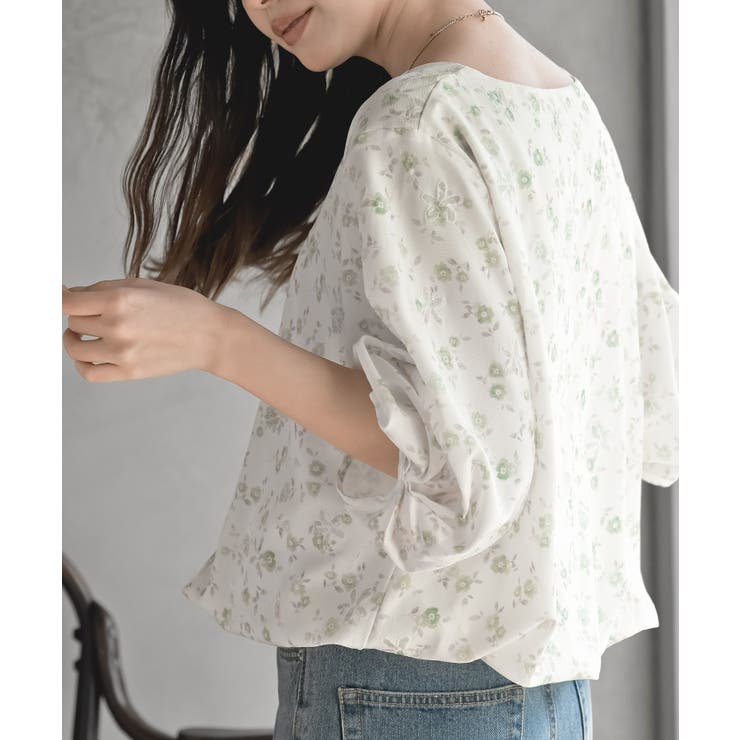 花柄７分袖バルーンブラウス | rps | 詳細画像6 