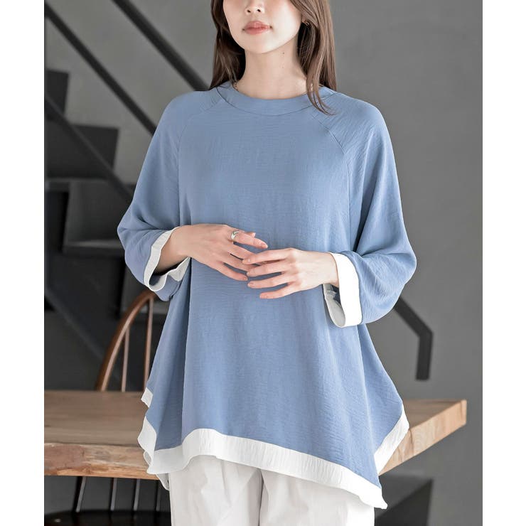 グレイッシュB | ふちどり配色ブラウス | rps