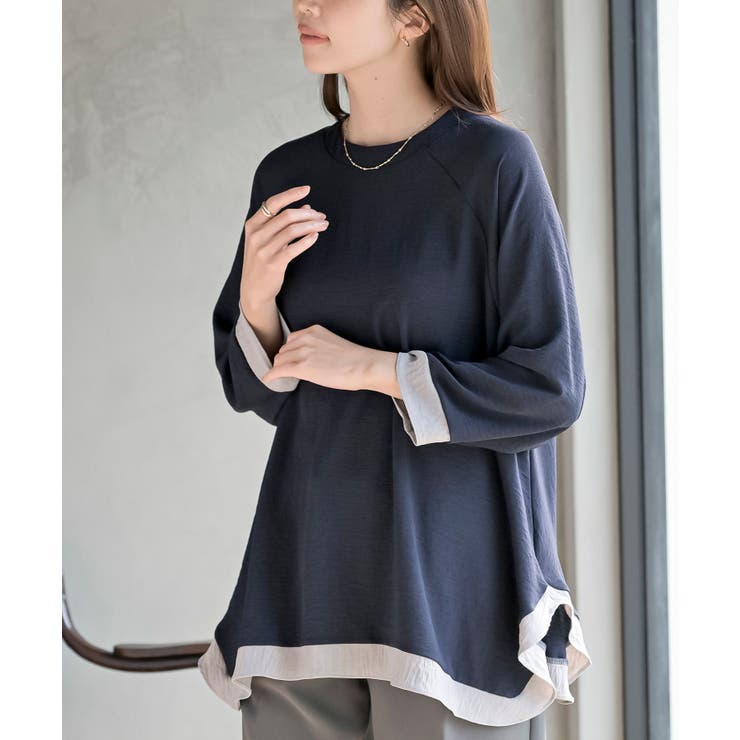 ネイビー | ふちどり配色ブラウス | rps