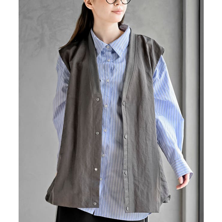 CHACグレー | Ｖネックナイロンバルーンベスト | rps