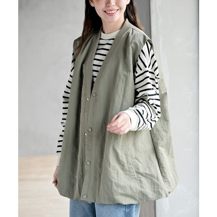 ライトカーキ | Ｖネックナイロンバルーンベスト | rps