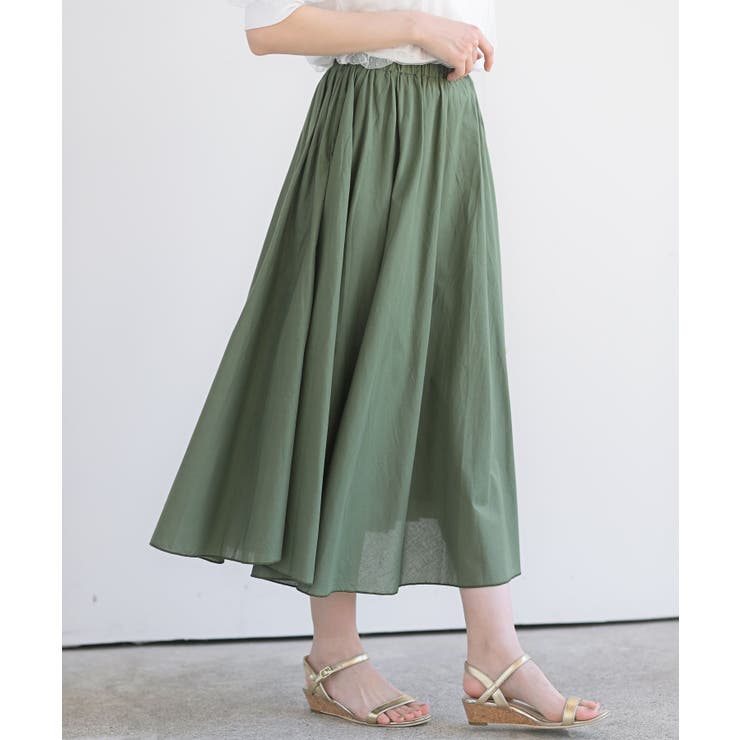 カーキ | コットンロングフレアースカート | rps