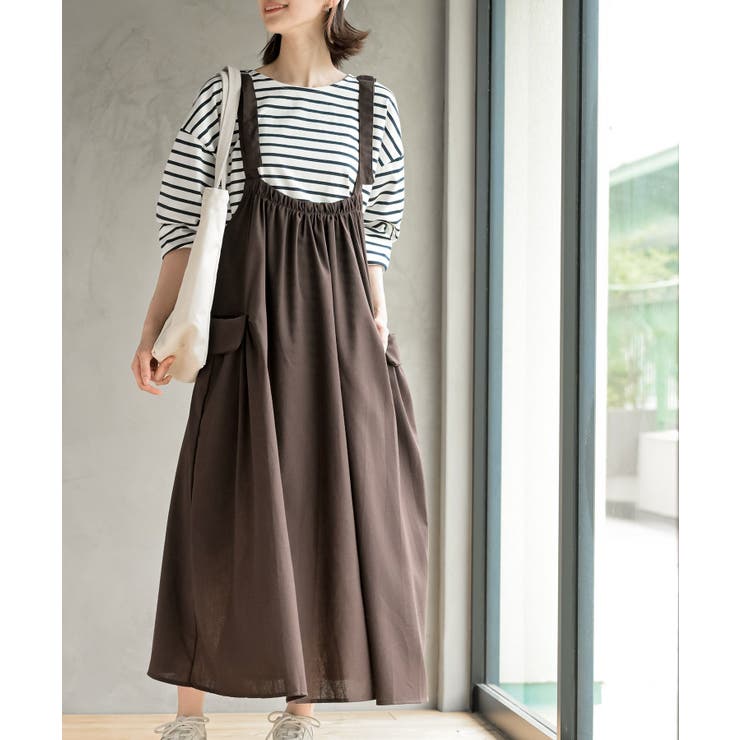 ブラウン | 麻混アウトポケットジャンスカ | rps