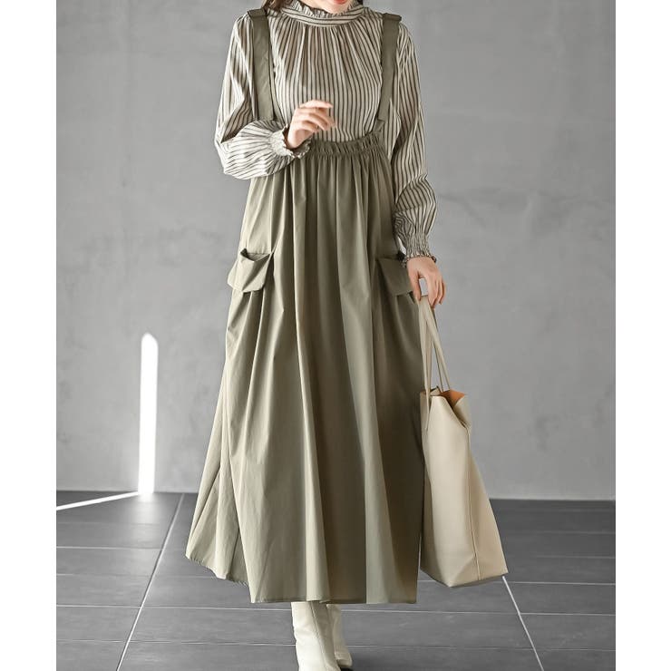 ライトカーキ | アウトポケットジャンスカート | rps