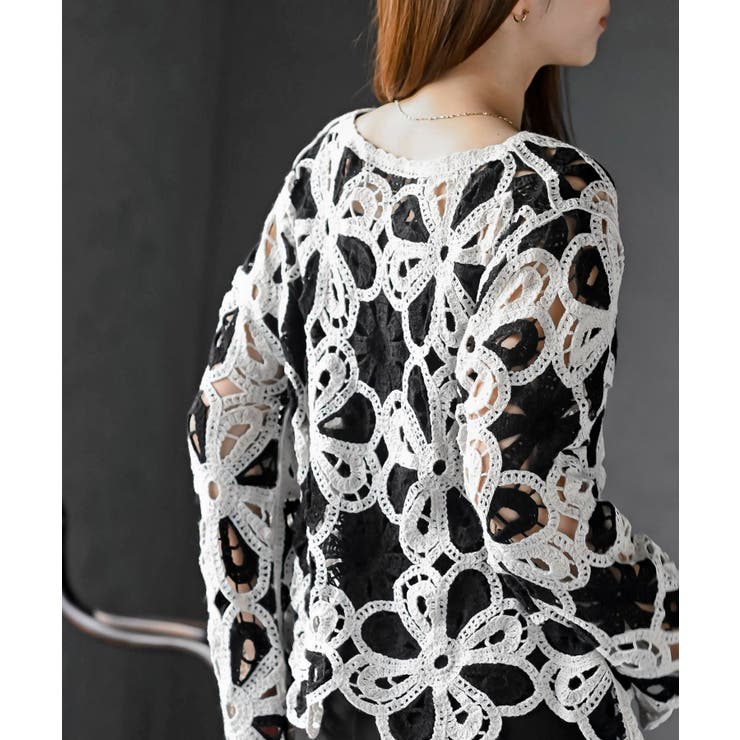 カギ針花柄プルオーバー | rps | 詳細画像15 