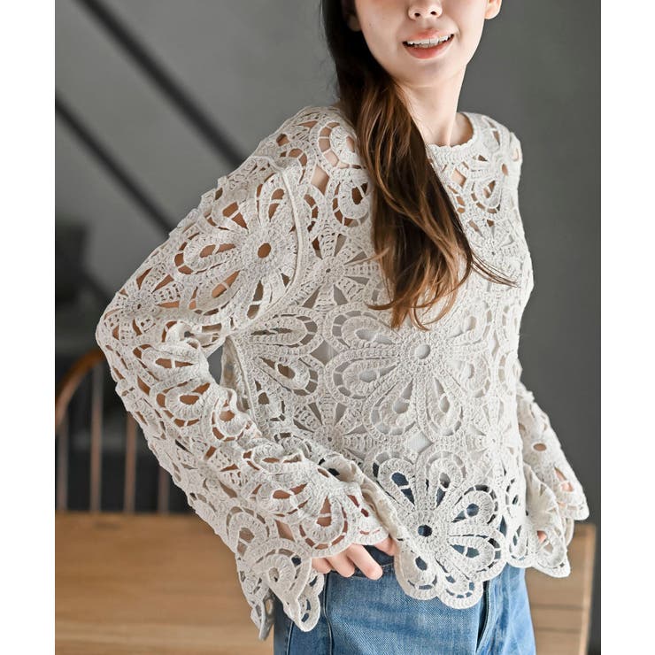 カギ針花柄プルオーバー | rps | 詳細画像6 