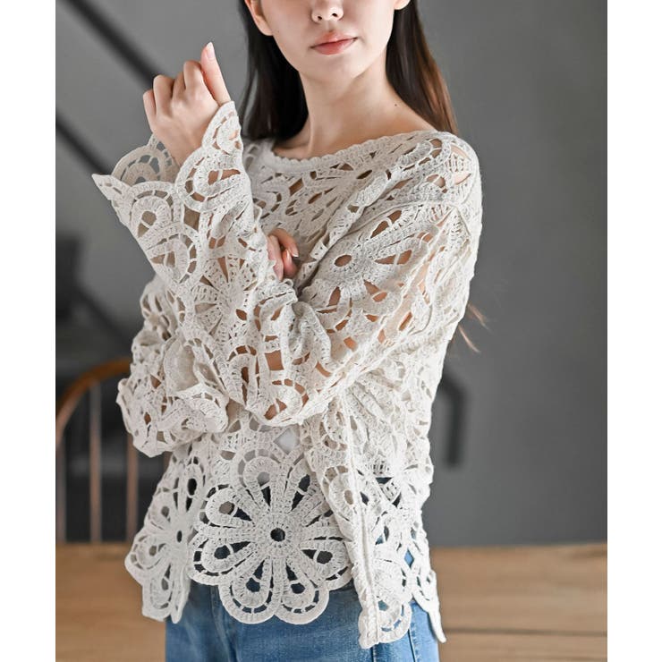 カギ針花柄プルオーバー | rps | 詳細画像7 