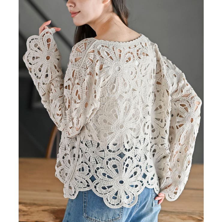 カギ針花柄プルオーバー | rps | 詳細画像8 