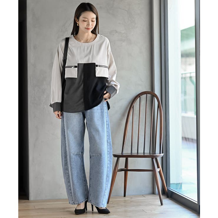 ダブルジップポケット配色ブラウス | rps | 詳細画像10 