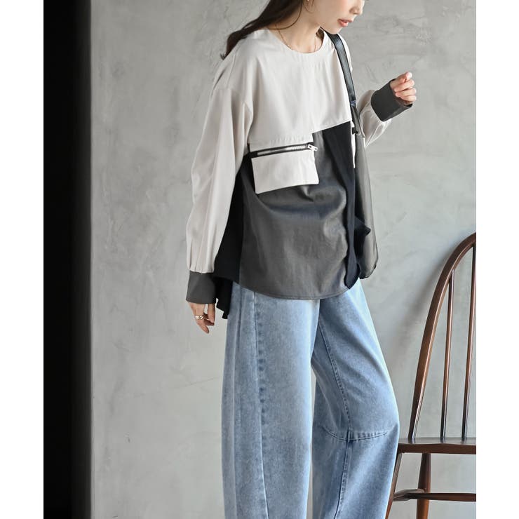 ダブルジップポケット配色ブラウス | rps | 詳細画像11 