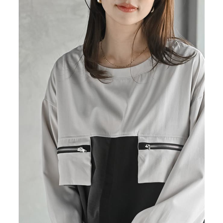 ダブルジップポケット配色ブラウス | rps | 詳細画像13 