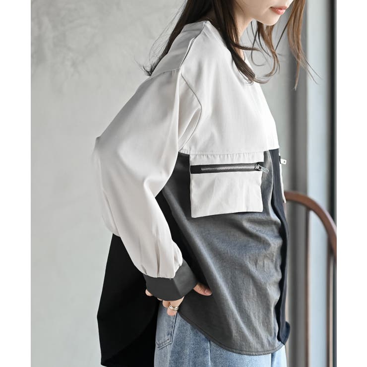 ダブルジップポケット配色ブラウス | rps | 詳細画像15 
