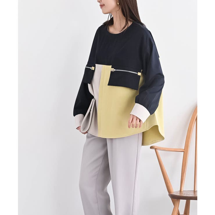 ダブルジップポケット配色ブラウス | rps | 詳細画像19 