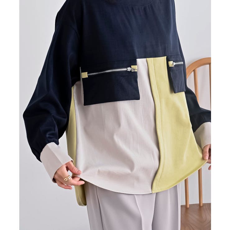 ダブルジップポケット配色ブラウス | rps | 詳細画像20 