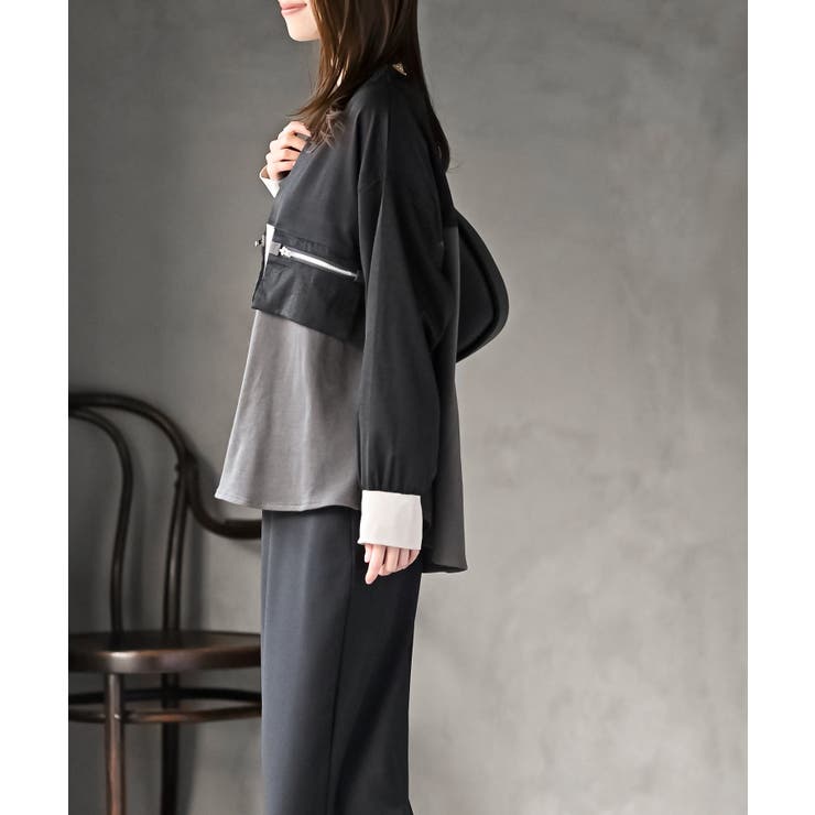 ダブルジップポケット配色ブラウス | rps | 詳細画像5 