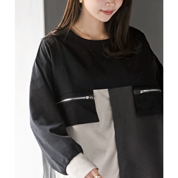 ダブルジップポケット配色ブラウス | rps | 詳細画像6 