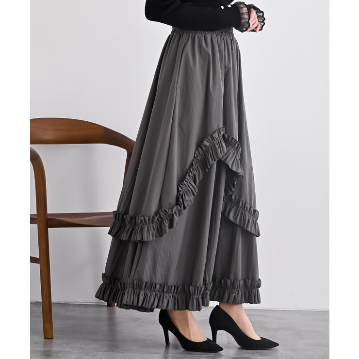 CHACグレー | フリルアシメトリーレイヤースカート | rps