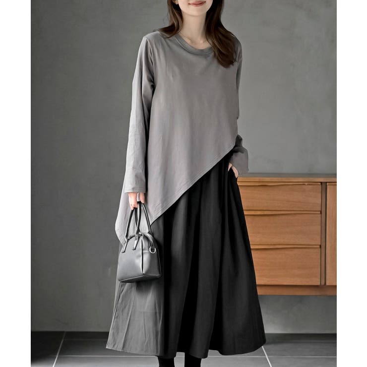 CHACグレー | 斜め切替レイヤーワンピース | rps