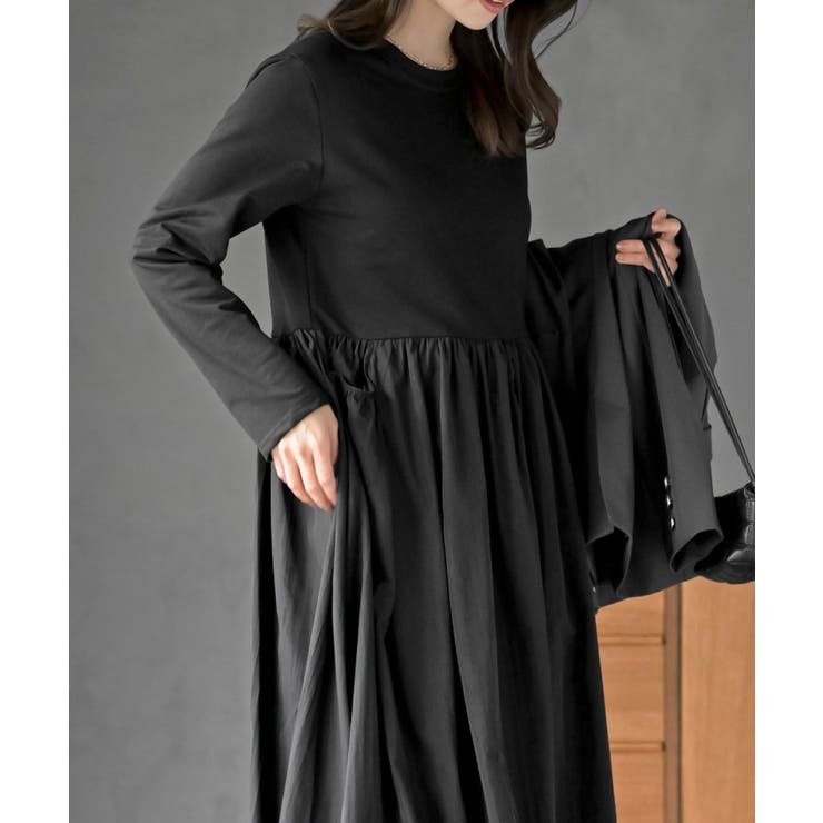 異素材切替バルーンワンピース | rps | 詳細画像12 