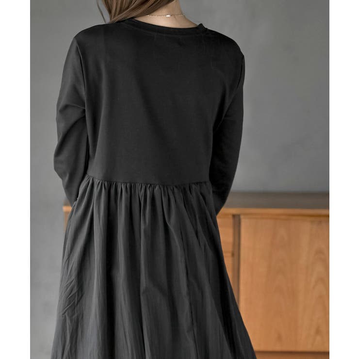 異素材切替バルーンワンピース | rps | 詳細画像16 