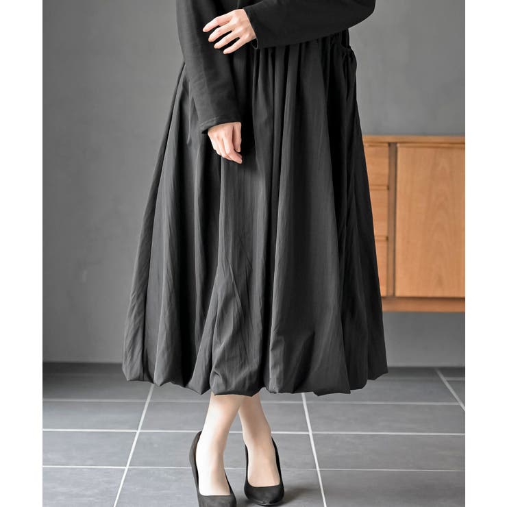 異素材切替バルーンワンピース | rps | 詳細画像18 