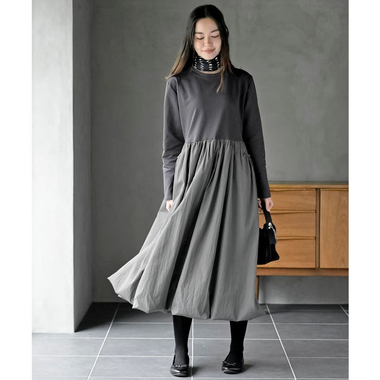 異素材切替バルーンワンピース | rps | 詳細画像2 