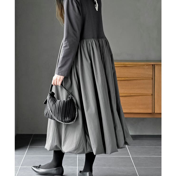 異素材切替バルーンワンピース | rps | 詳細画像4 