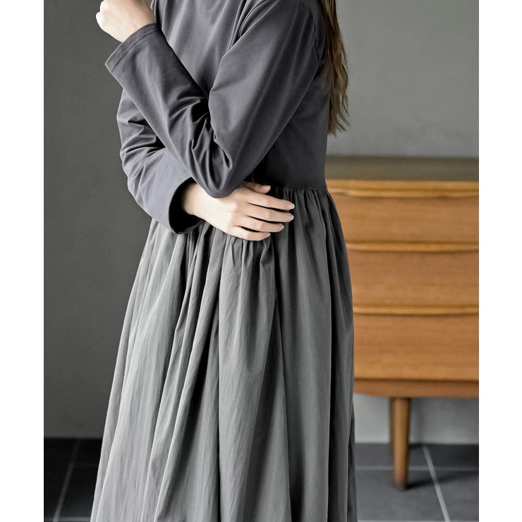 異素材切替バルーンワンピース | rps | 詳細画像7 