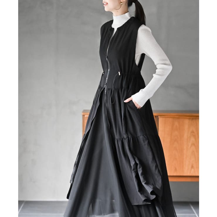 フロントジップティアードジレワンピース | rps | 詳細画像10 