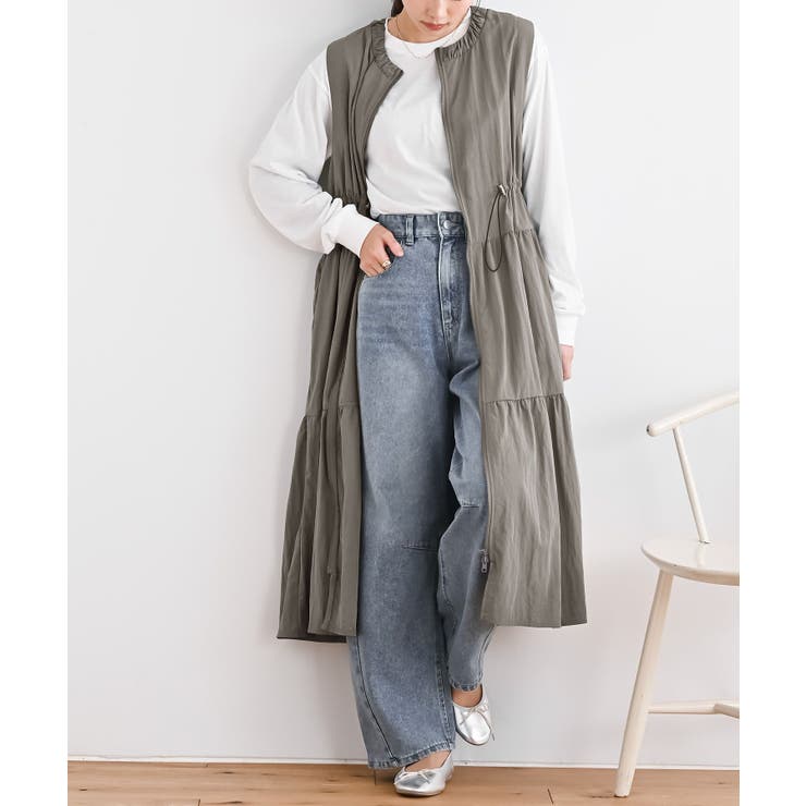 グレー | フロントジップティアードジレワンピース | rps