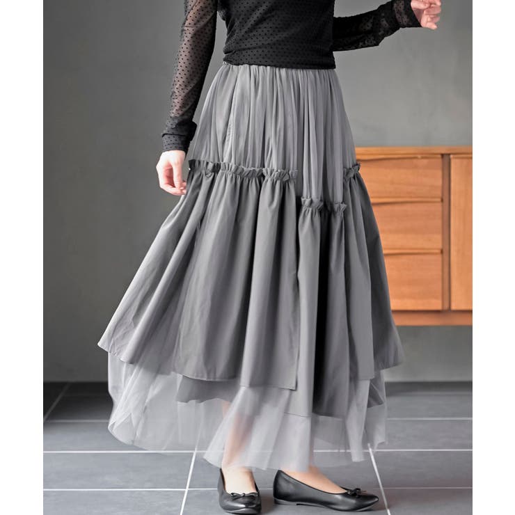 ランダムティアードチュールロングスカート | rps | 詳細画像1 