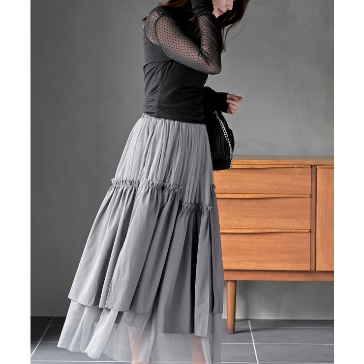 ランダムティアードチュールロングスカート | rps | 詳細画像3 