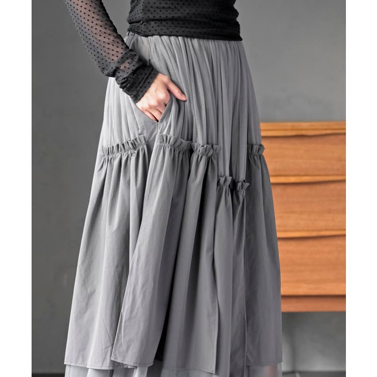 ランダムティアードチュールロングスカート | rps | 詳細画像6 