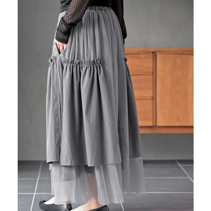 ランダムティアードチュールロングスカート | rps | 詳細画像8 