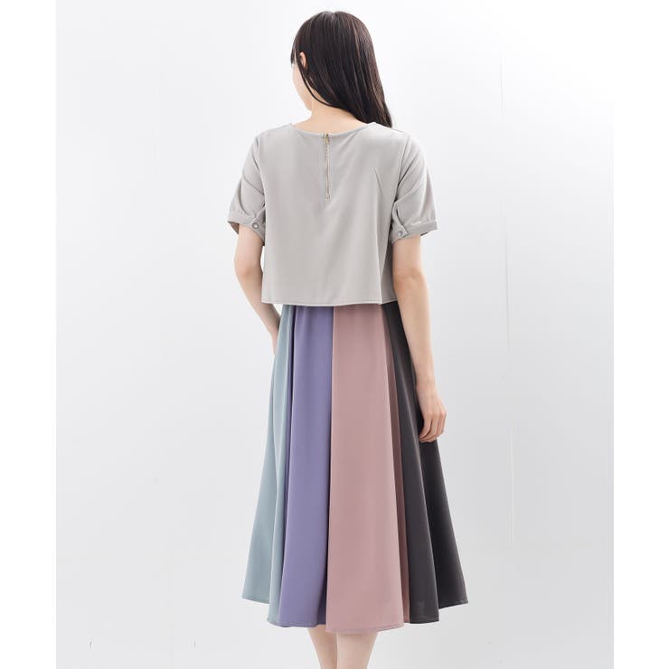 カラフルパッチワークドッキングワンピース[品番：RPSW0000098