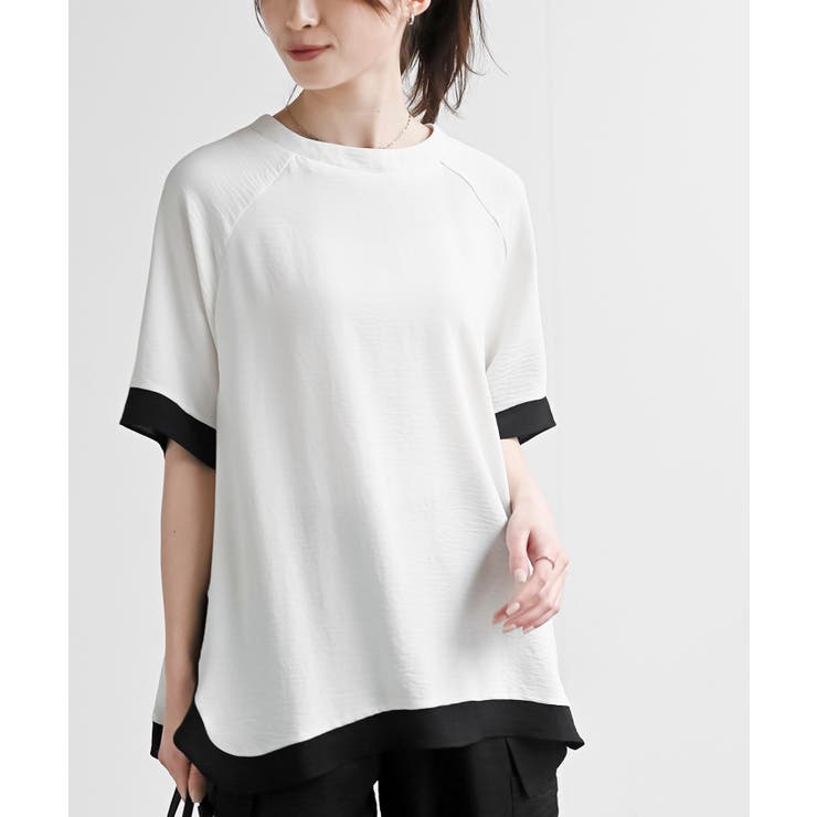 オフホワイト | ふちどり配色ブラウス | rps