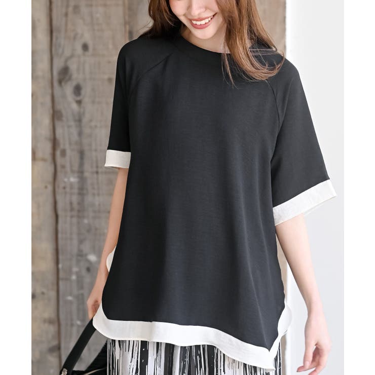 ブラック | ふちどり配色ブラウス | rps