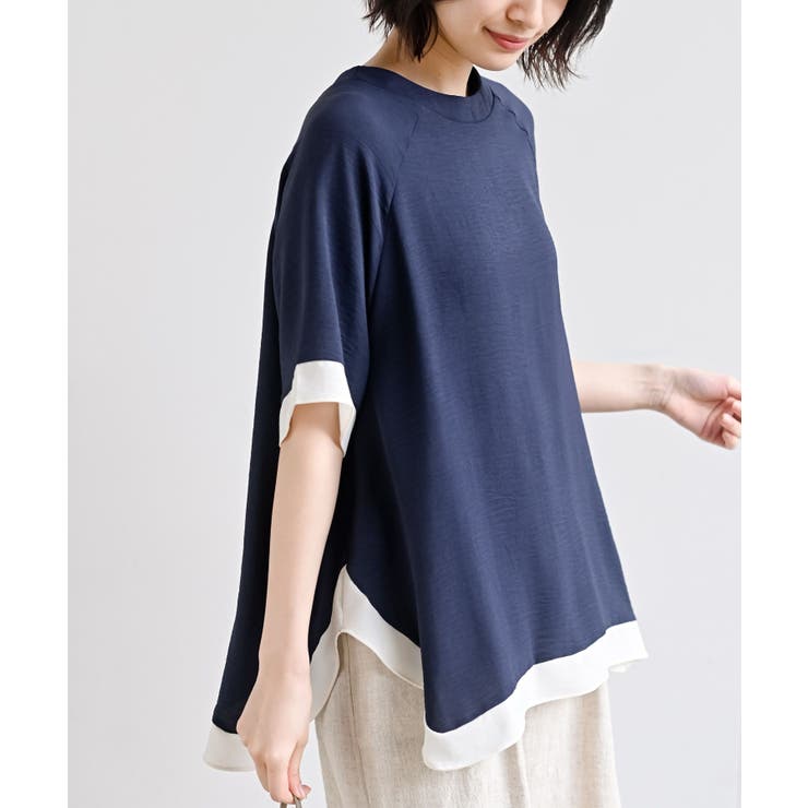 ネイビー | ふちどり配色ブラウス | rps