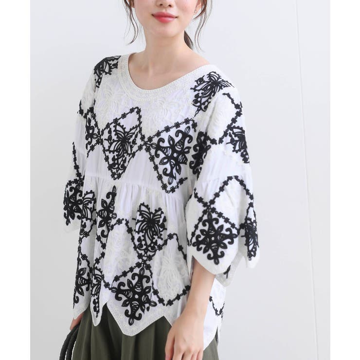オフホワイト | オリエンタル刺繍ブラウス | rps
