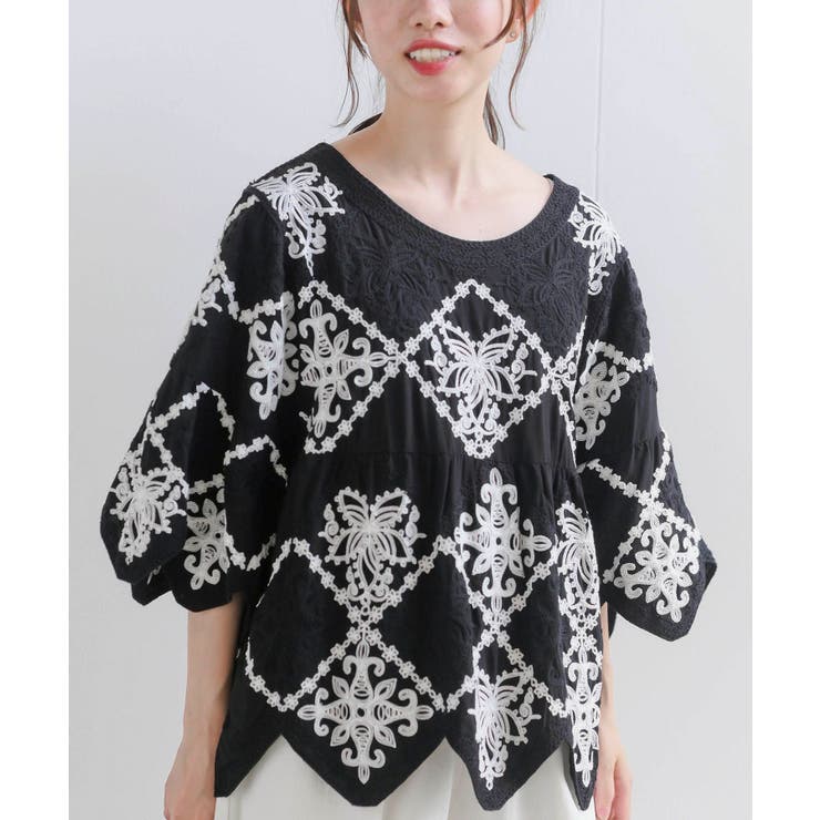 ブラック | オリエンタル刺繍ブラウス | rps