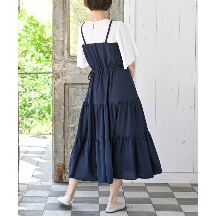 異素材切替ティアードドッキングワンピース[品番：RPSW0002754]｜rps