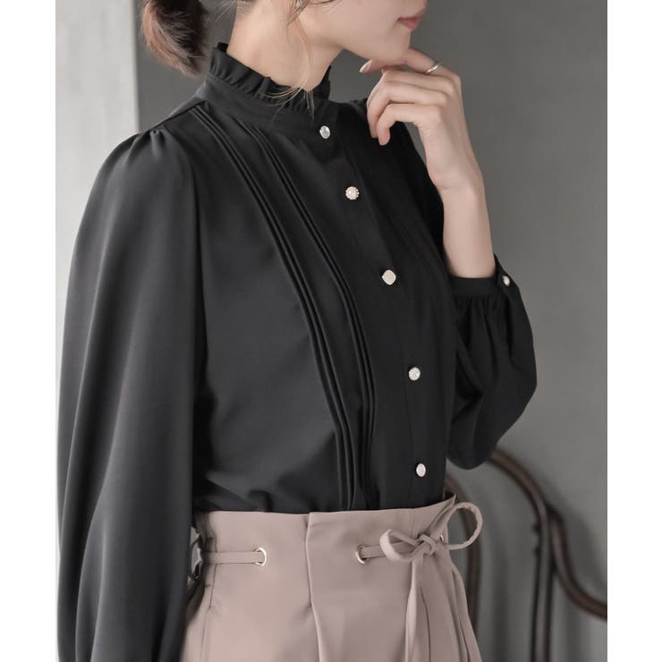 ブラック | 多釦ハイネックブラウス | rps