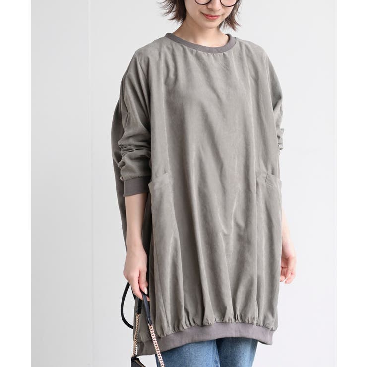 モカ | ピーチ起毛リブ使いゆったりチュニック | rps