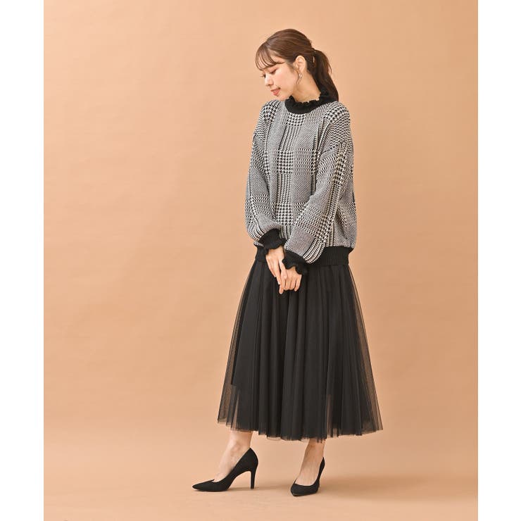 トーガプルラ【美品】アンゴラ混 グレンチェック ハイネックプルオーバーニット モヘアライクチェック柄ニットプルオーバー - ベルーナ【公式】