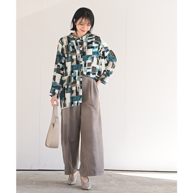 アソートプリントバンドカラーチュニックブラウス | rps | 詳細画像12 